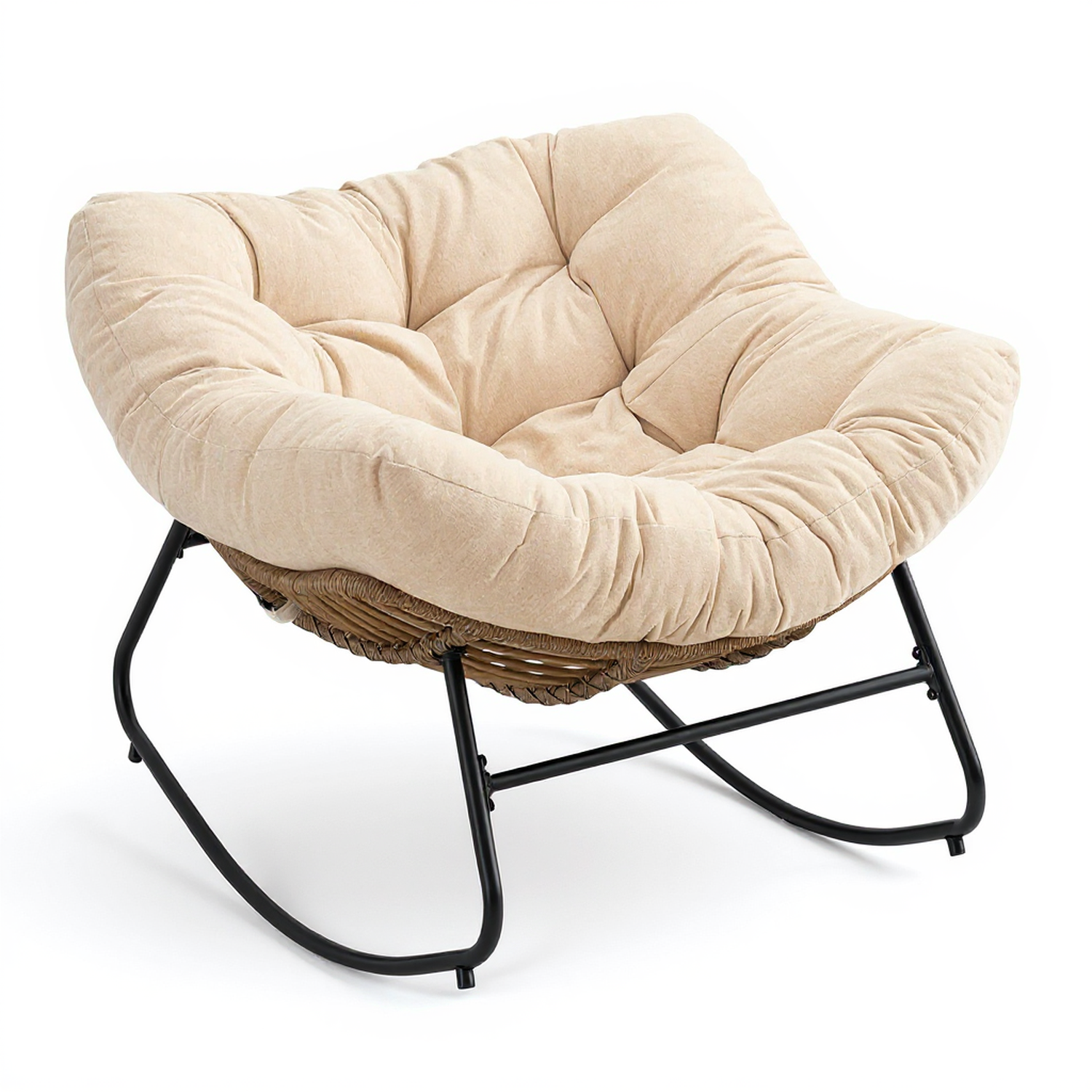Mesa Chenille Upholstered Rocking Chair, Beige