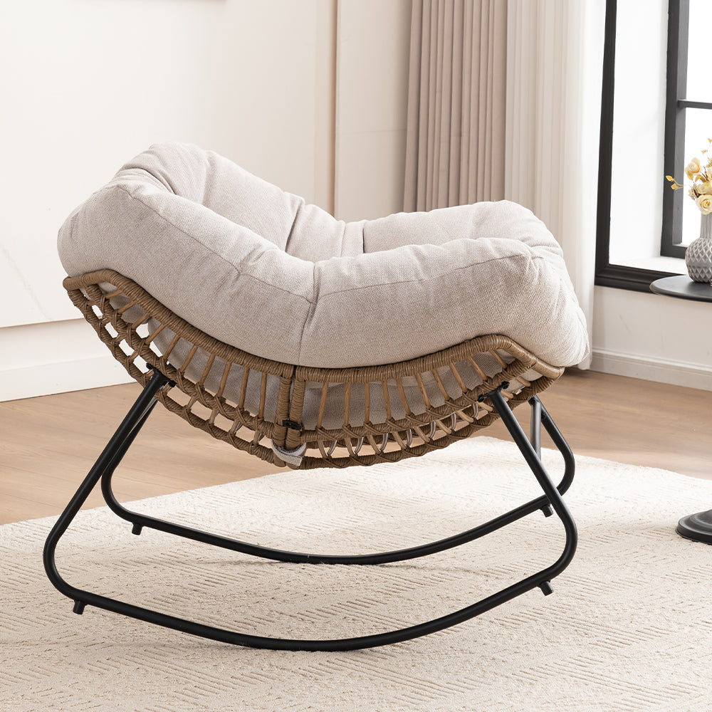 Mesa Chenille Upholstered Rocking Chair, Light Beige