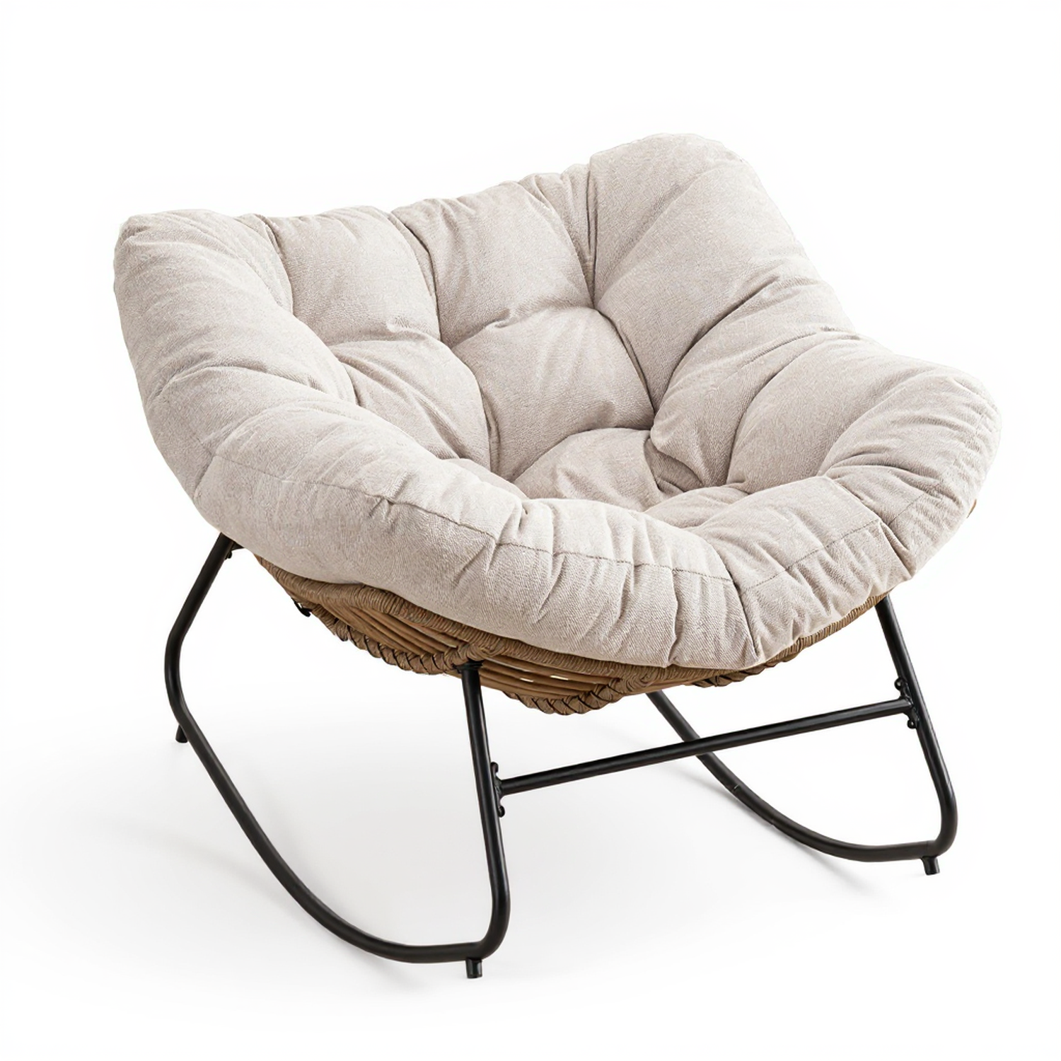 Mesa Chenille Upholstered Rocking Chair, Light Beige