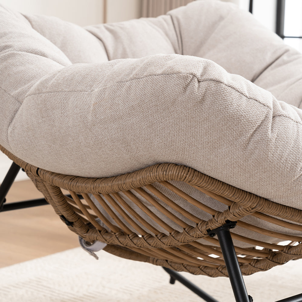 Mesa Chenille Upholstered Rocking Chair, Light Beige