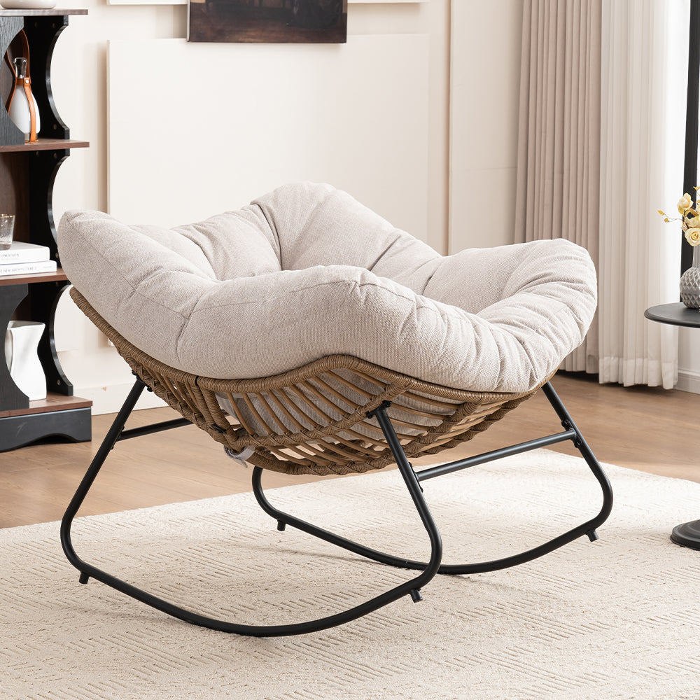 Mesa Chenille Upholstered Rocking Chair, Light Beige