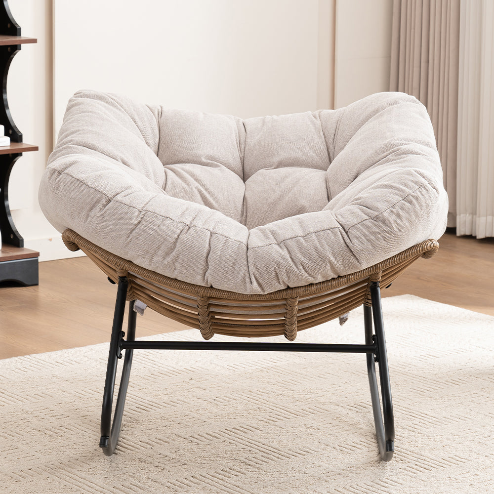 Mesa Chenille Upholstered Rocking Chair, Light Beige