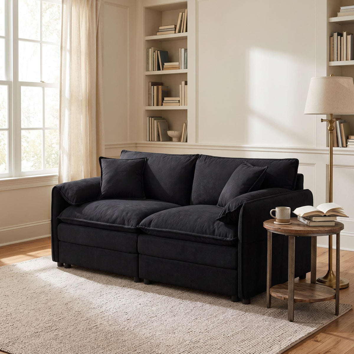 Homy Casa Chicago 75" Black Chenille Loveseat Sofa for Living Room Seating Open Box