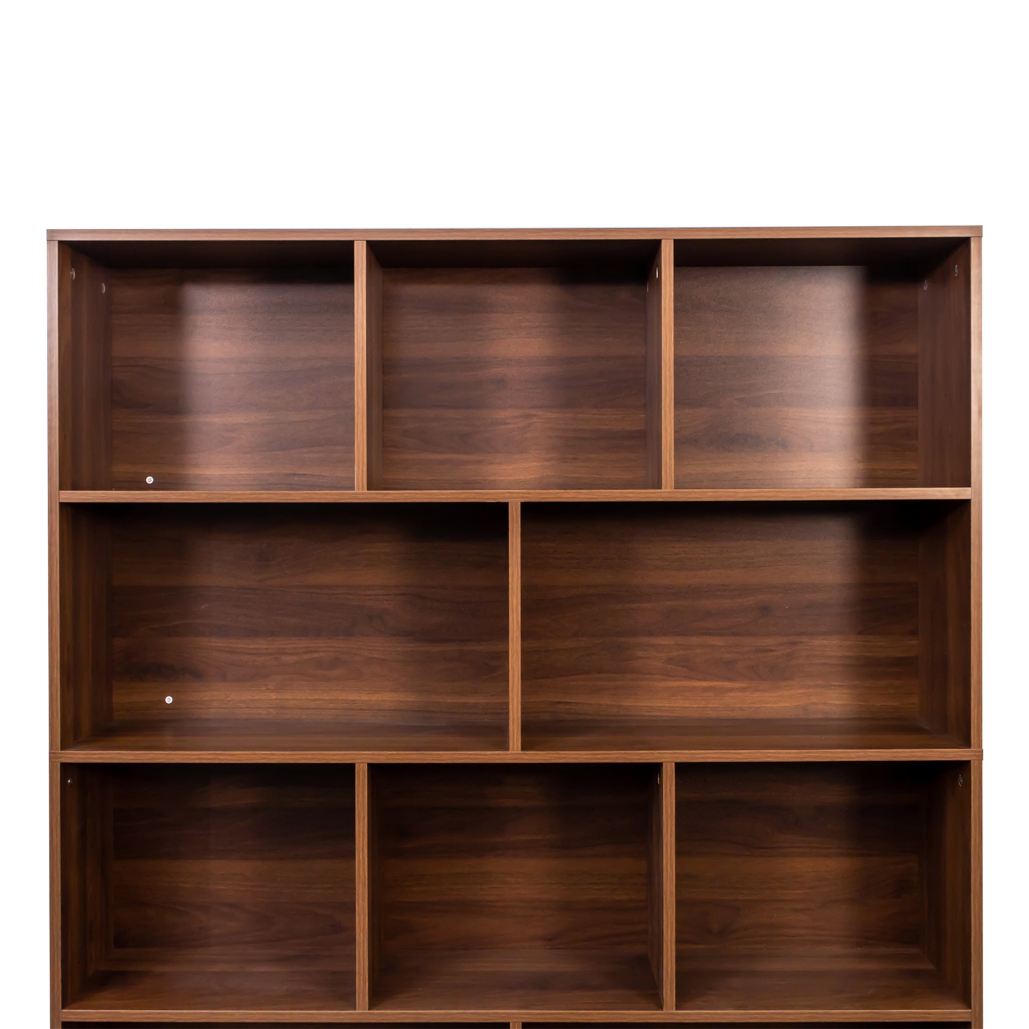 Homy Casa Eretria 2PC Living Room Furniture Set – Chenille Sofa & 70.87" Tall 10-Cube Bookshelf with Cabinet in Blue & Walnut Open Box