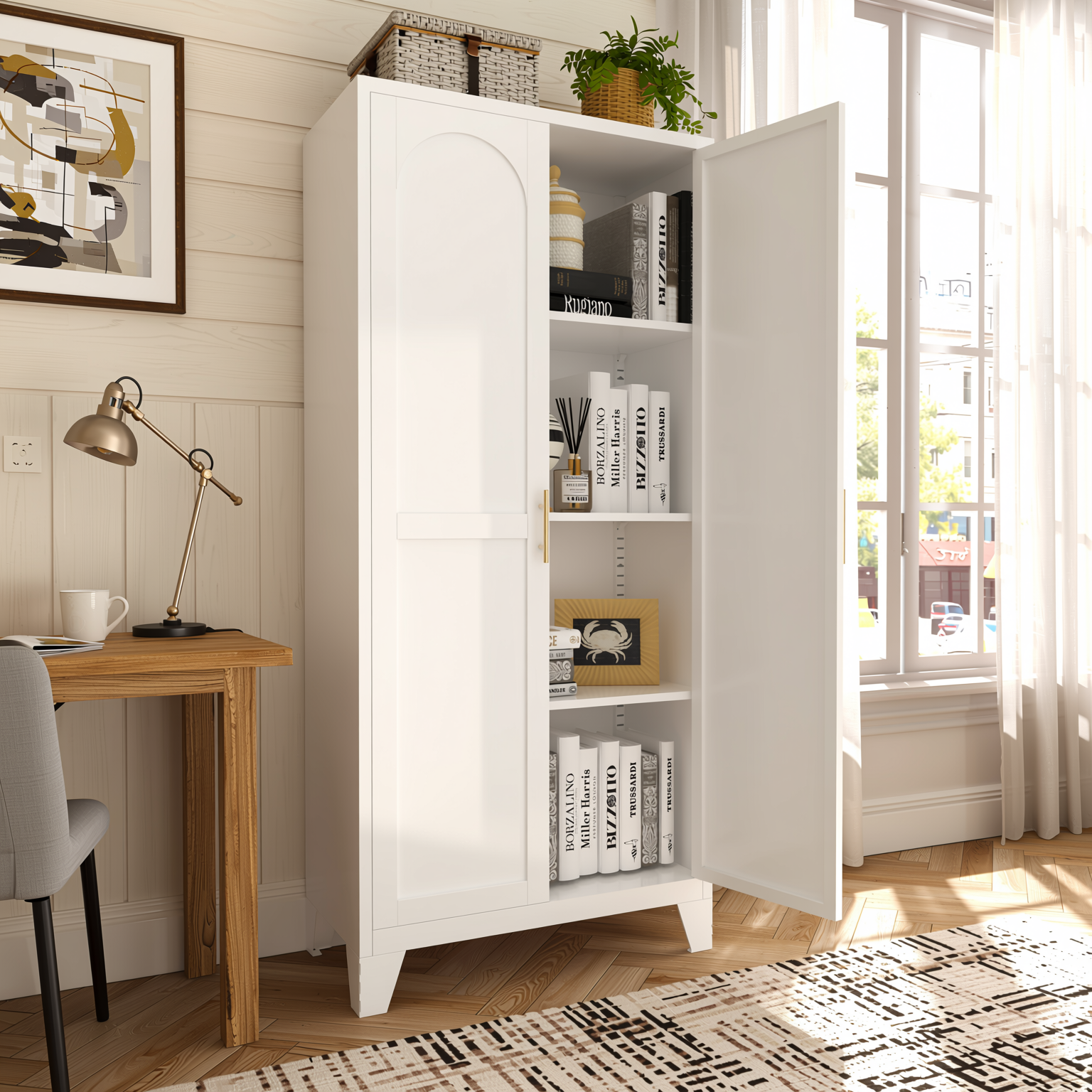 Elva 71" Storage Cabinet with Adjustable Shelves
