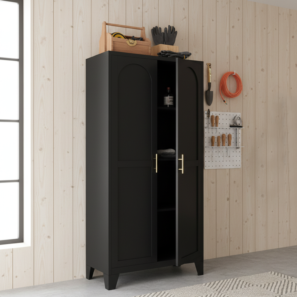 Elva 71" Storage Cabinet with Adjustable Shelves