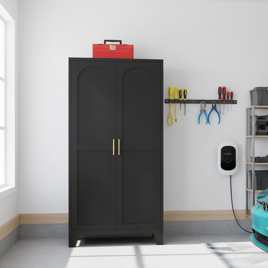 Elva 71" Storage Cabinet with Adjustable Shelves