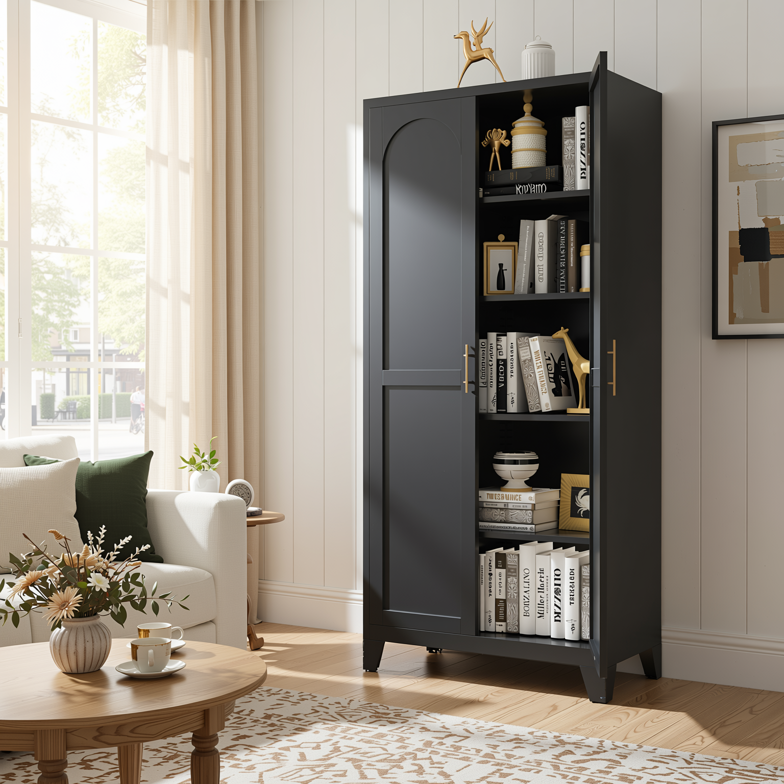 Elva 71" Storage Cabinet with Adjustable Shelves