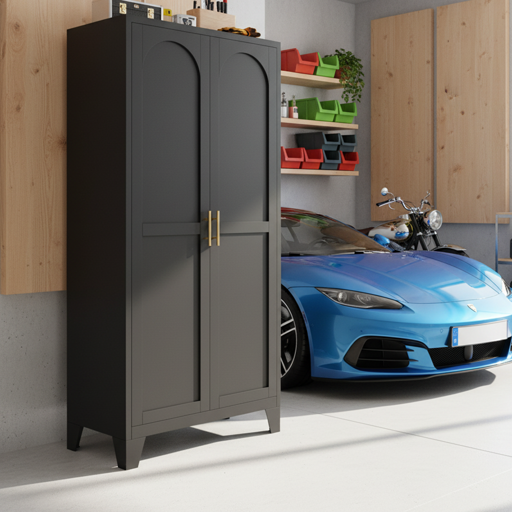 Elva 71" Storage Cabinet with Adjustable Shelves