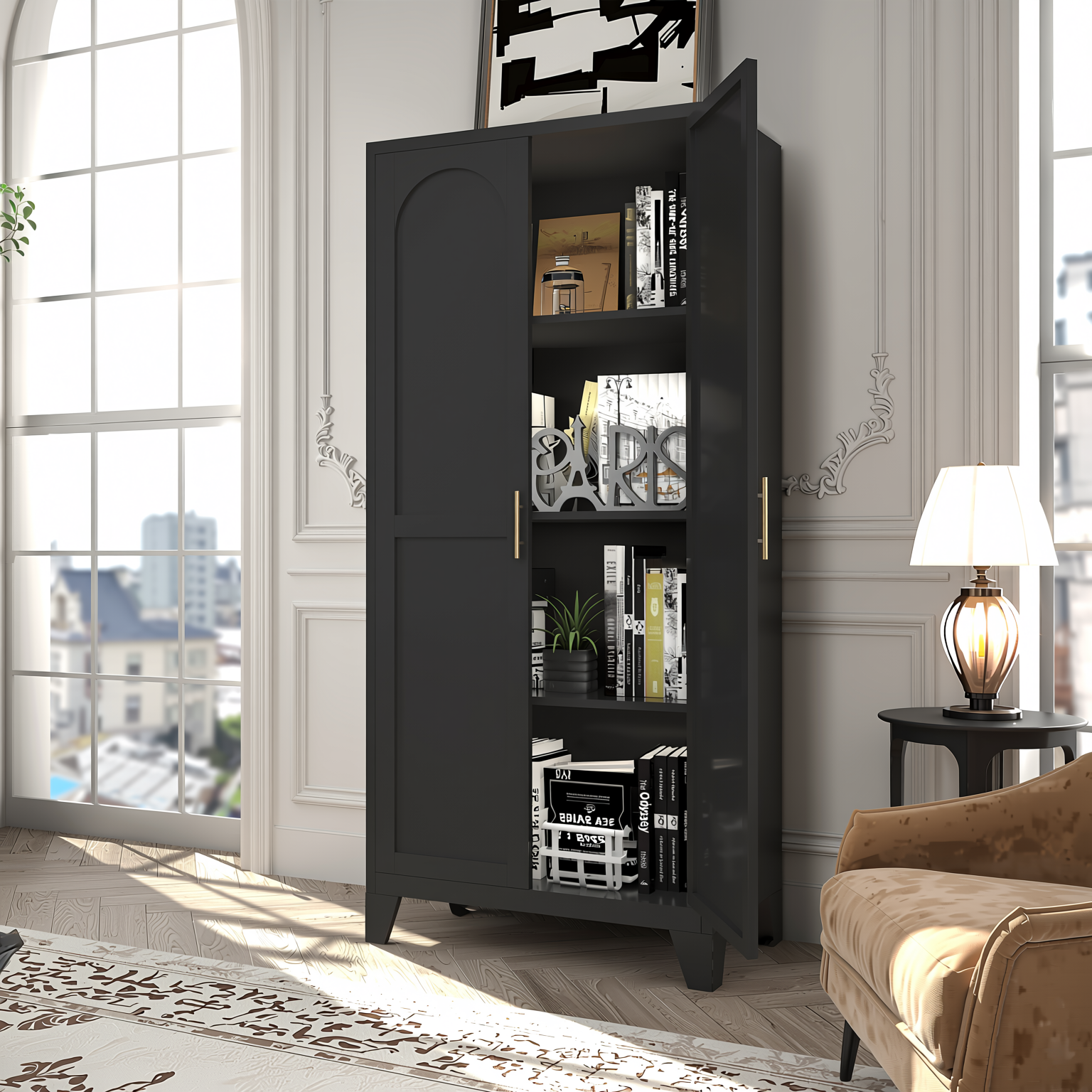 Elva 71" Storage Cabinet with Adjustable Shelves