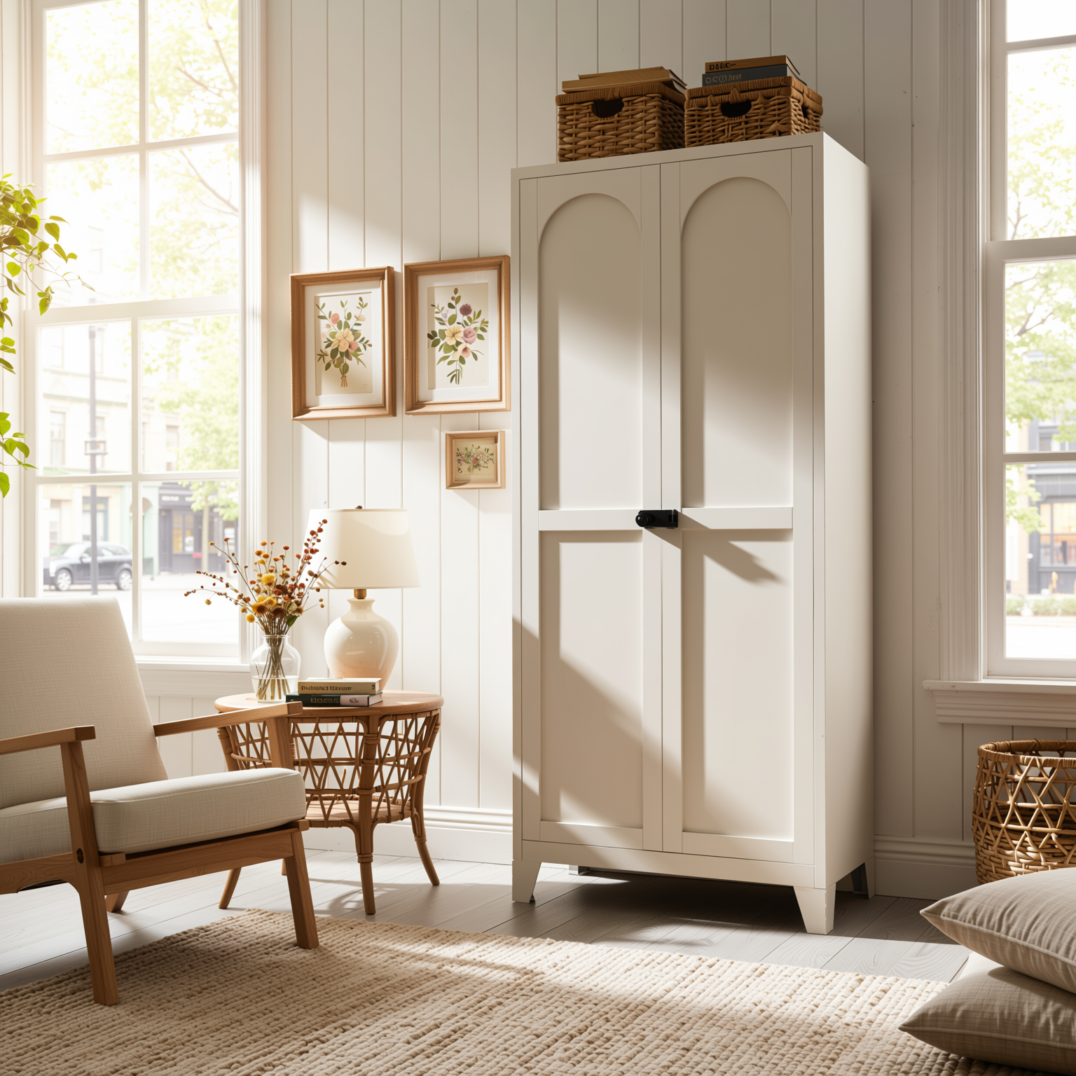 Elva 71" Lockable Storage Cabinet with Adjustable Shelves