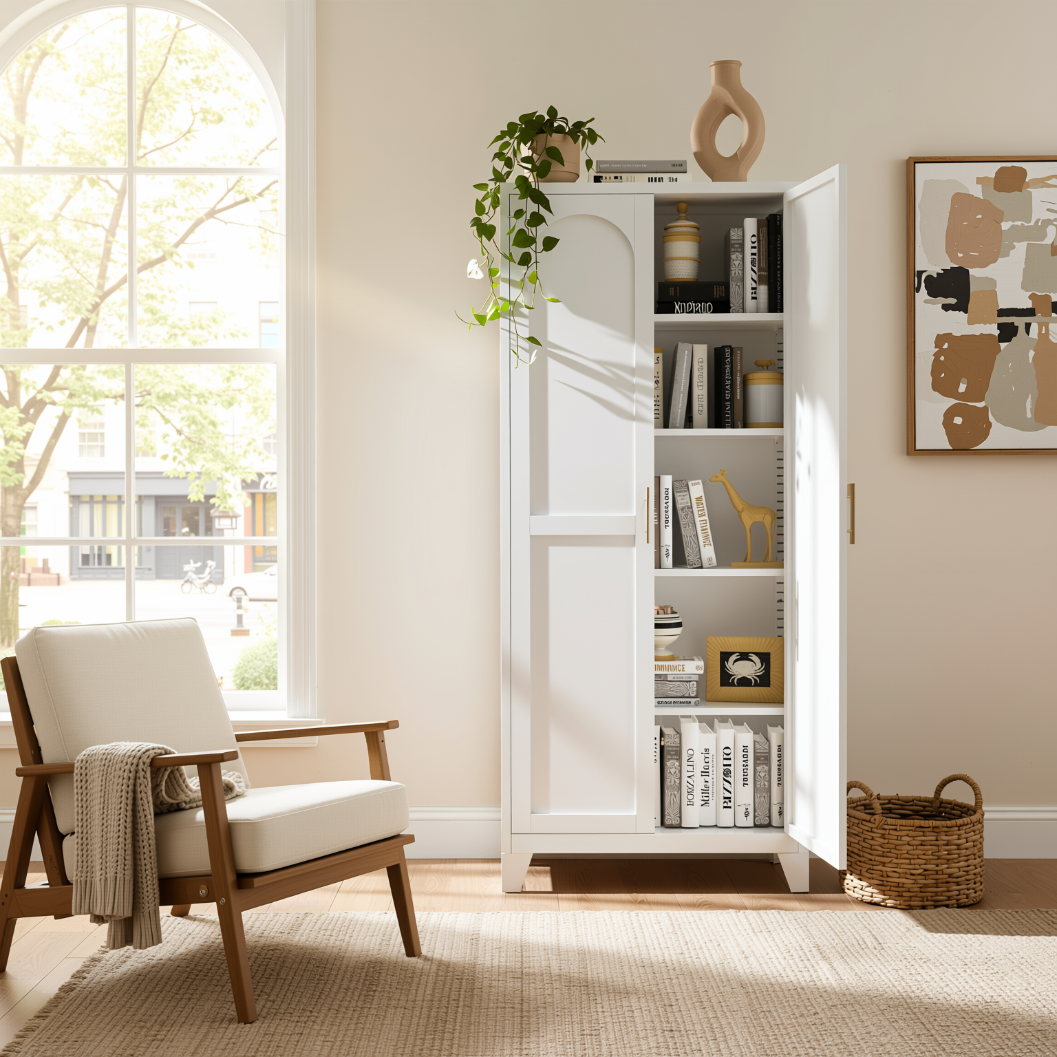 Elva 71" Lockable Storage Cabinet with Adjustable Shelves