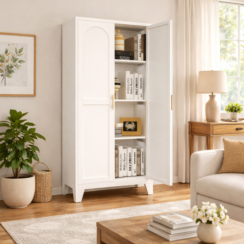 Elva 61" Storage Cabinet with Adjustable Shelves