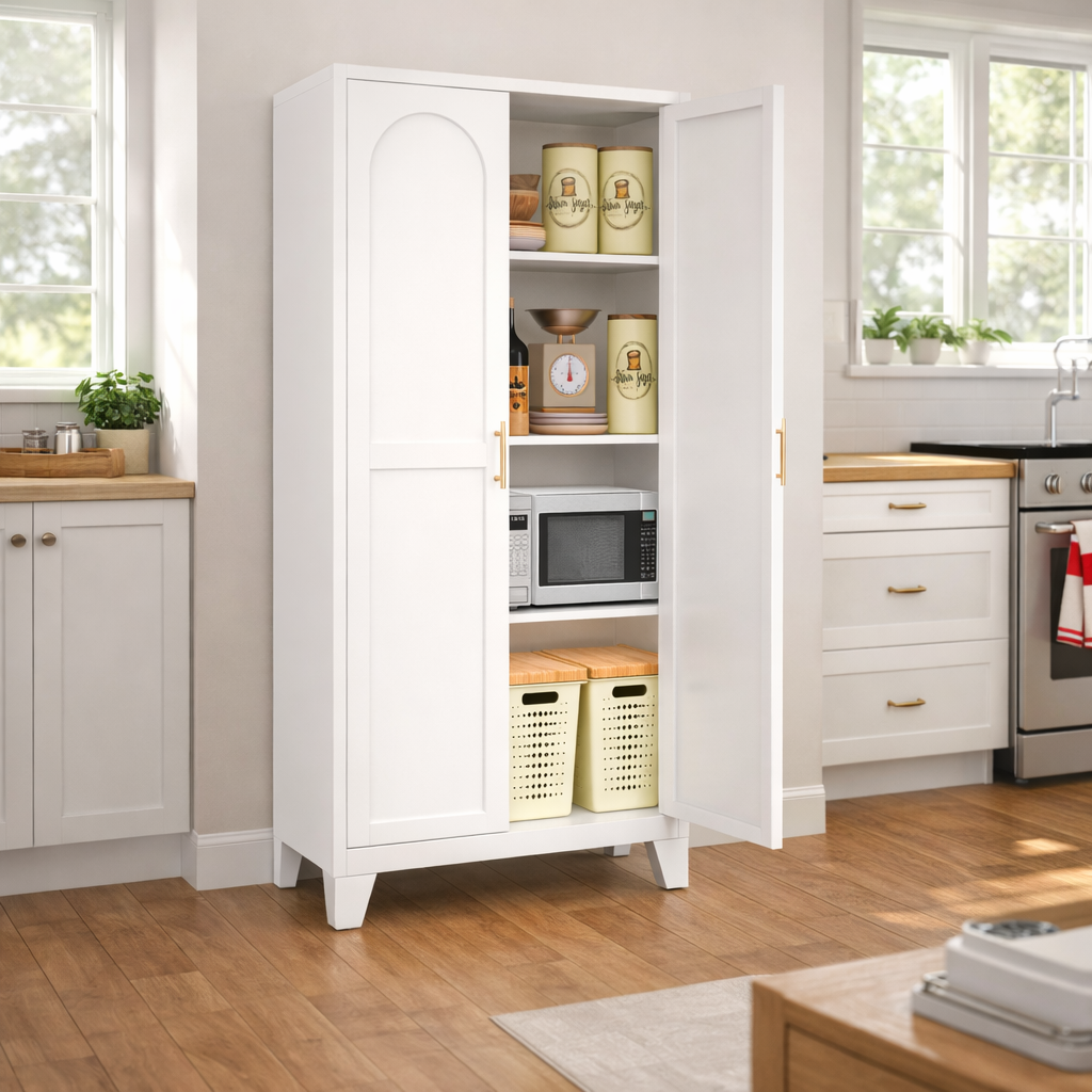 Elva 61" Storage Cabinet with Adjustable Shelves