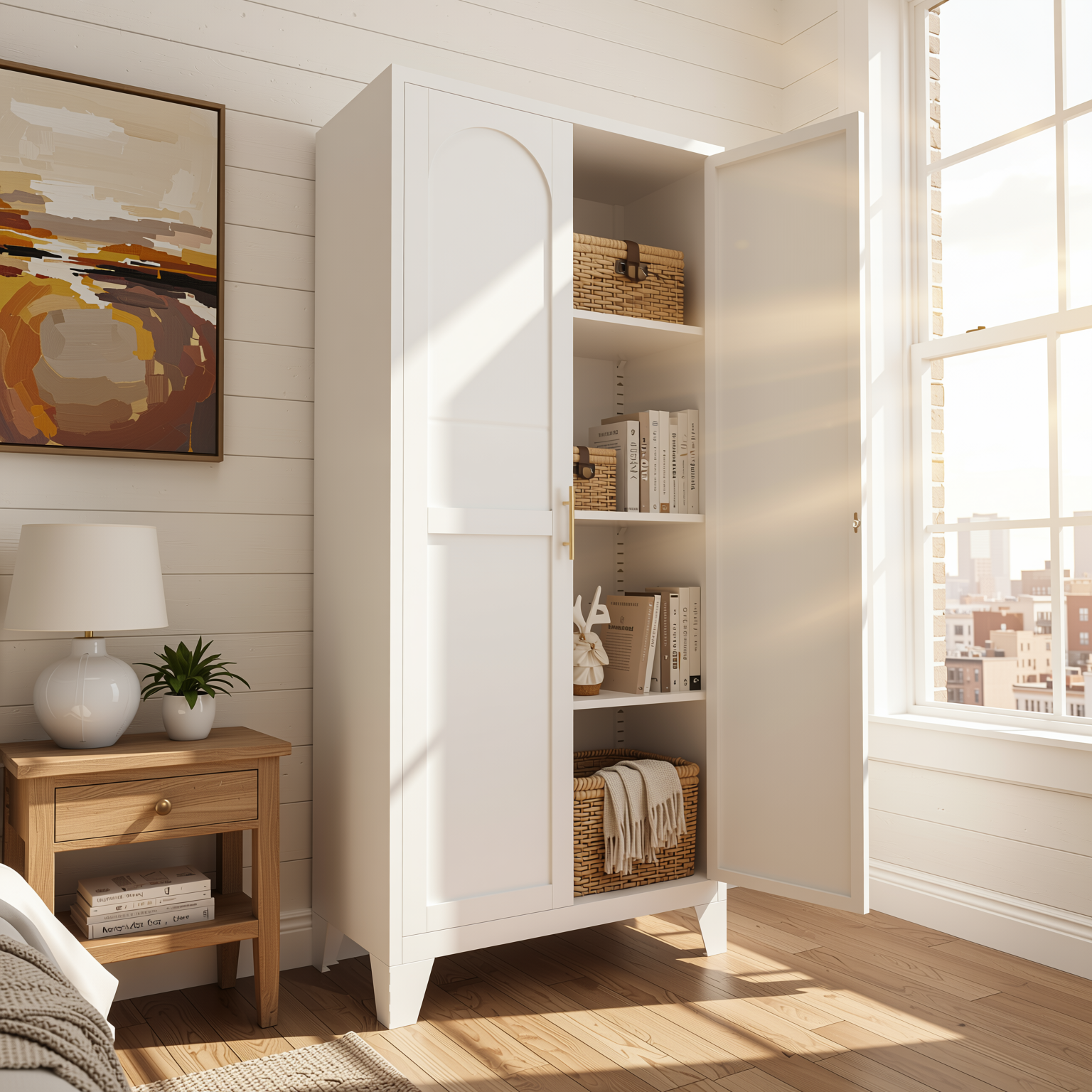 Elva 71" Lockable Storage Cabinet with Adjustable Shelves