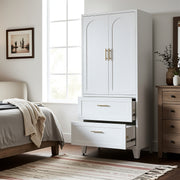 Elva 71" Wardrobe Closet with 2 Drawers and Hanging Rod