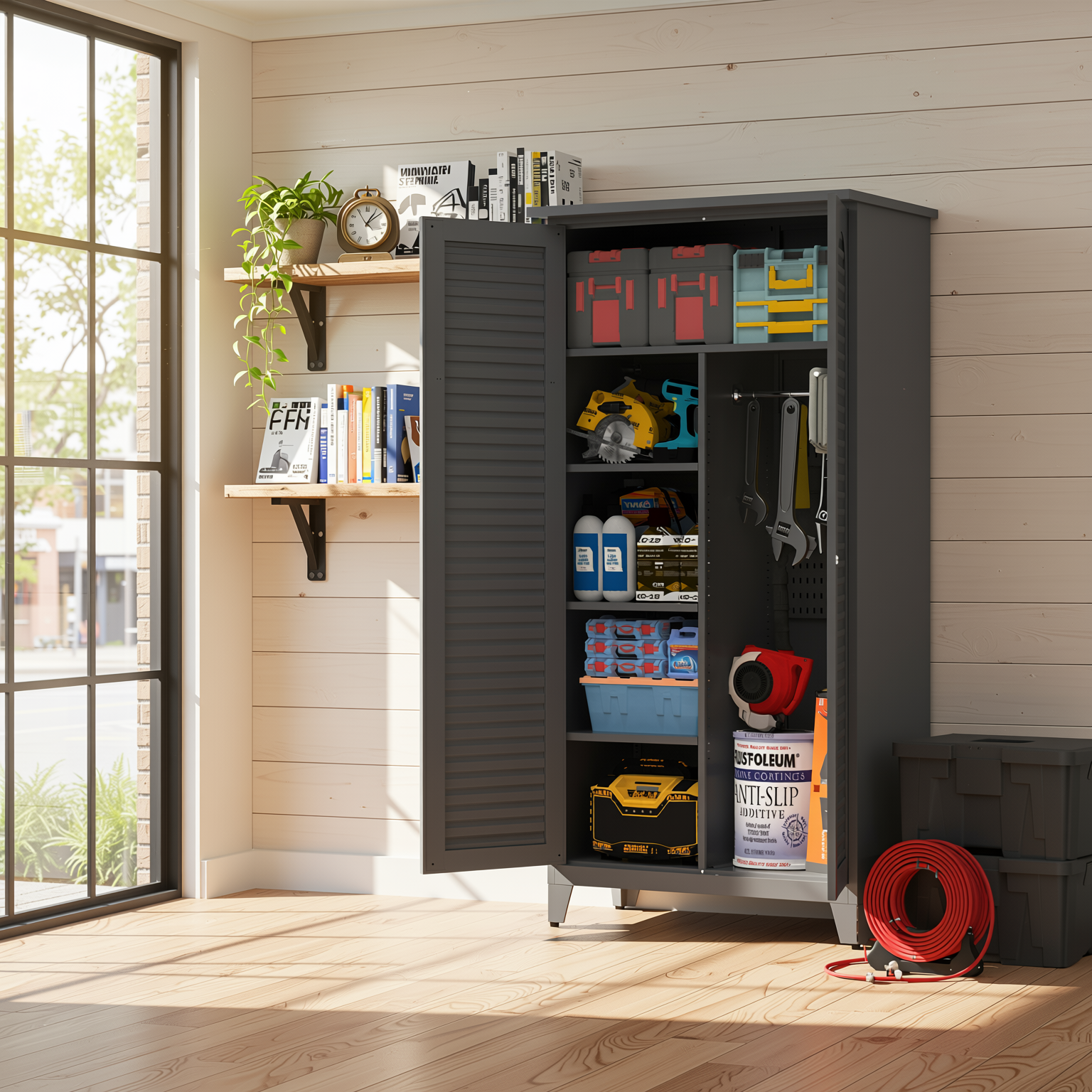 Linz 73" Lockable Metal Storage Cabinet with Adjustable Shelves