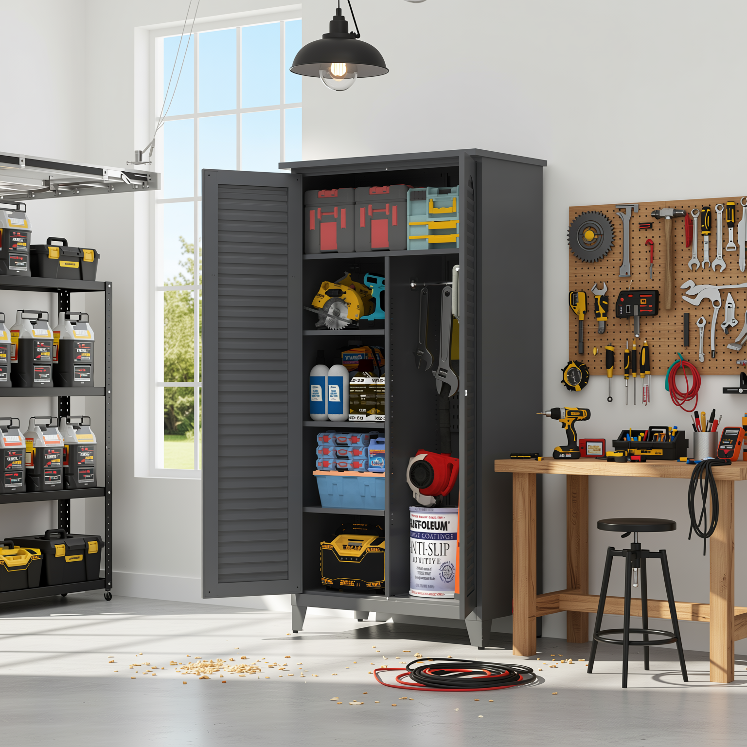 Linz 73" Lockable Metal Storage Cabinet with Adjustable Shelves