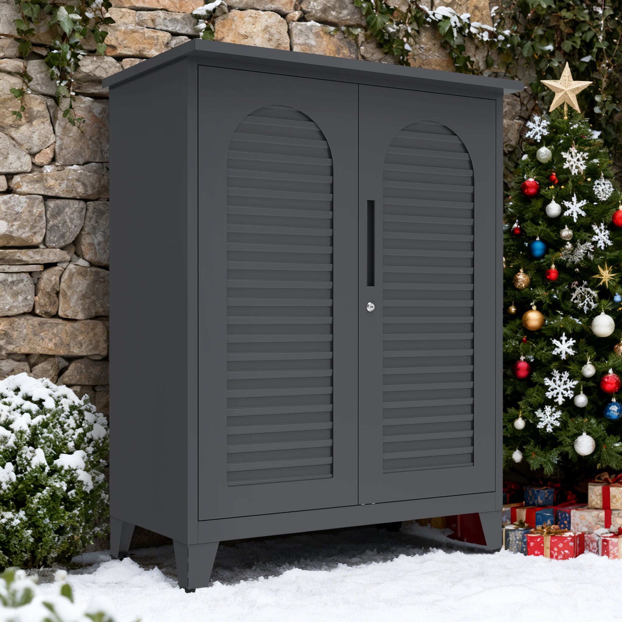 Linz 47" Lockable Metal Storage Cabinet with Adjustable Shelves