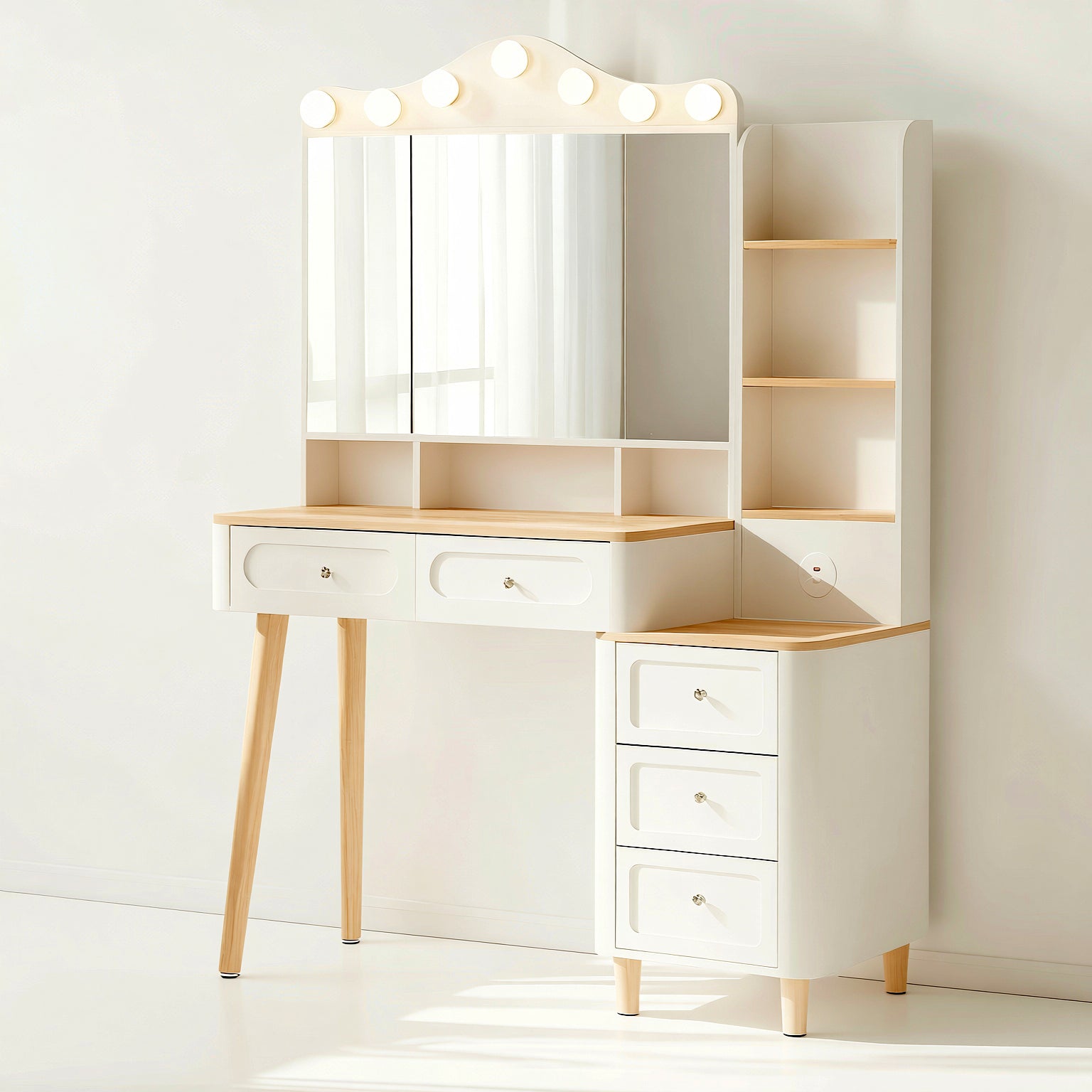 Grace 42" Makeup Vanity Desk Set with Hollywood Lighted Mirror