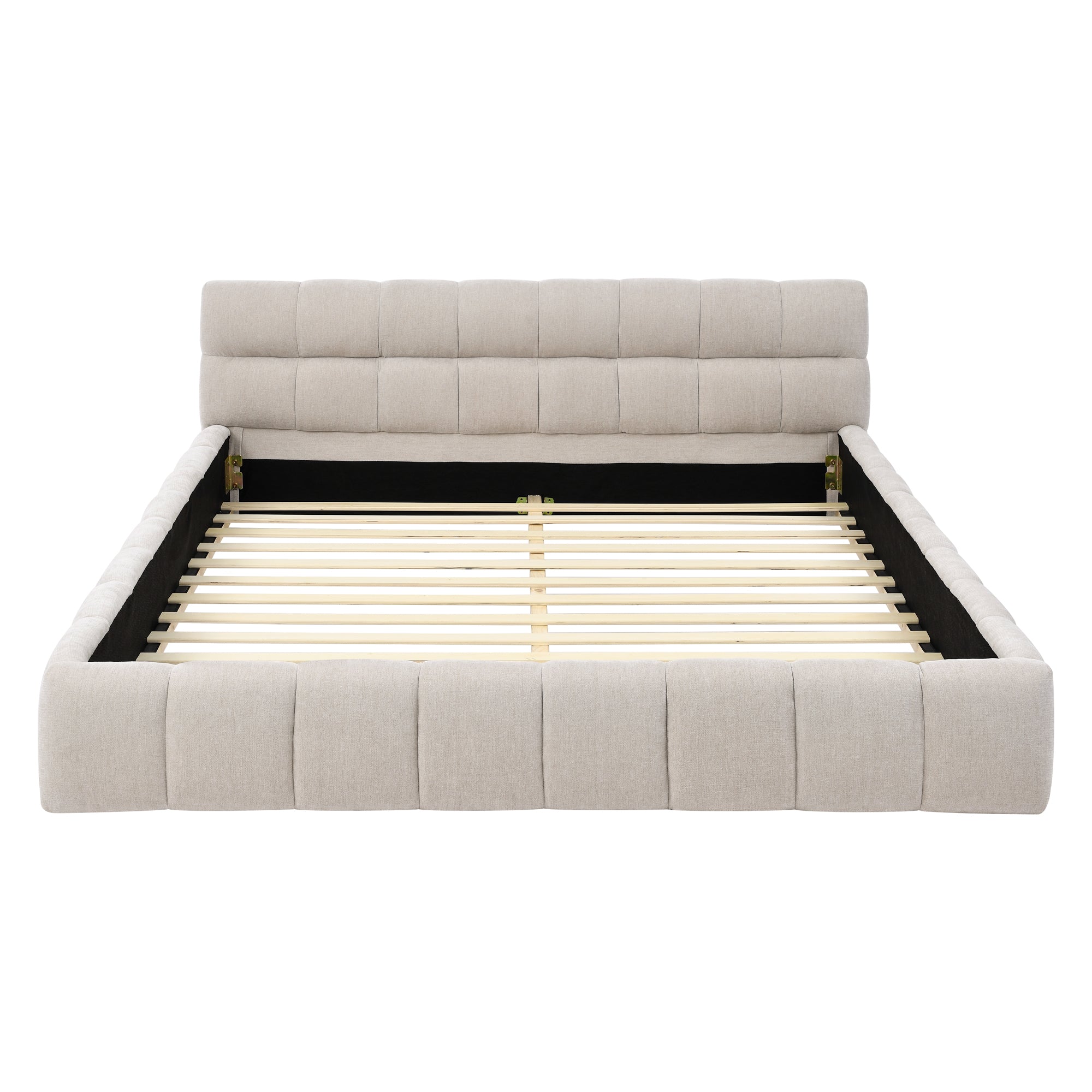Sanna Chenille Upholstered Queen Platform Bed with Tufted Headboard