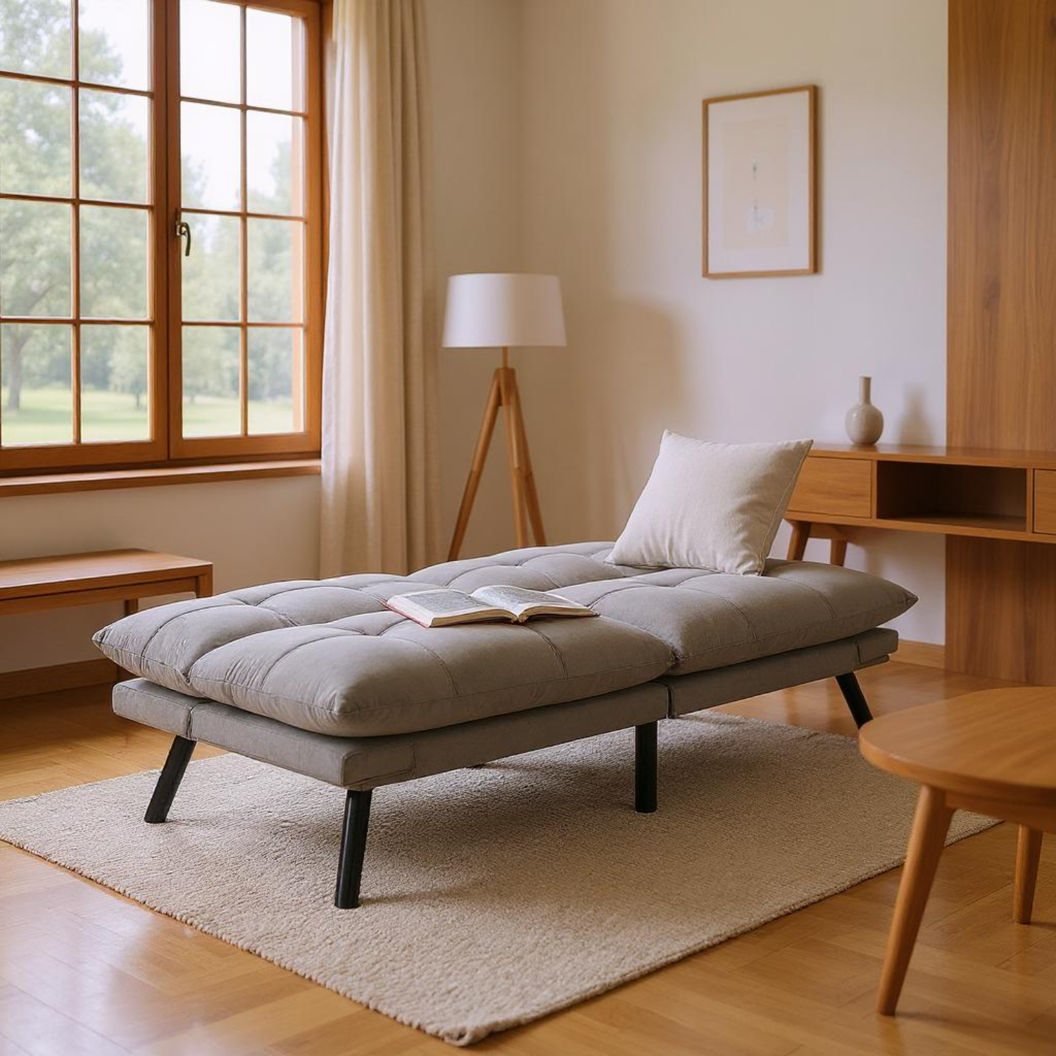 Carmel 70" Upholstered Convertible Futon Sofa Bed with Adjustable Backrest and Armrests