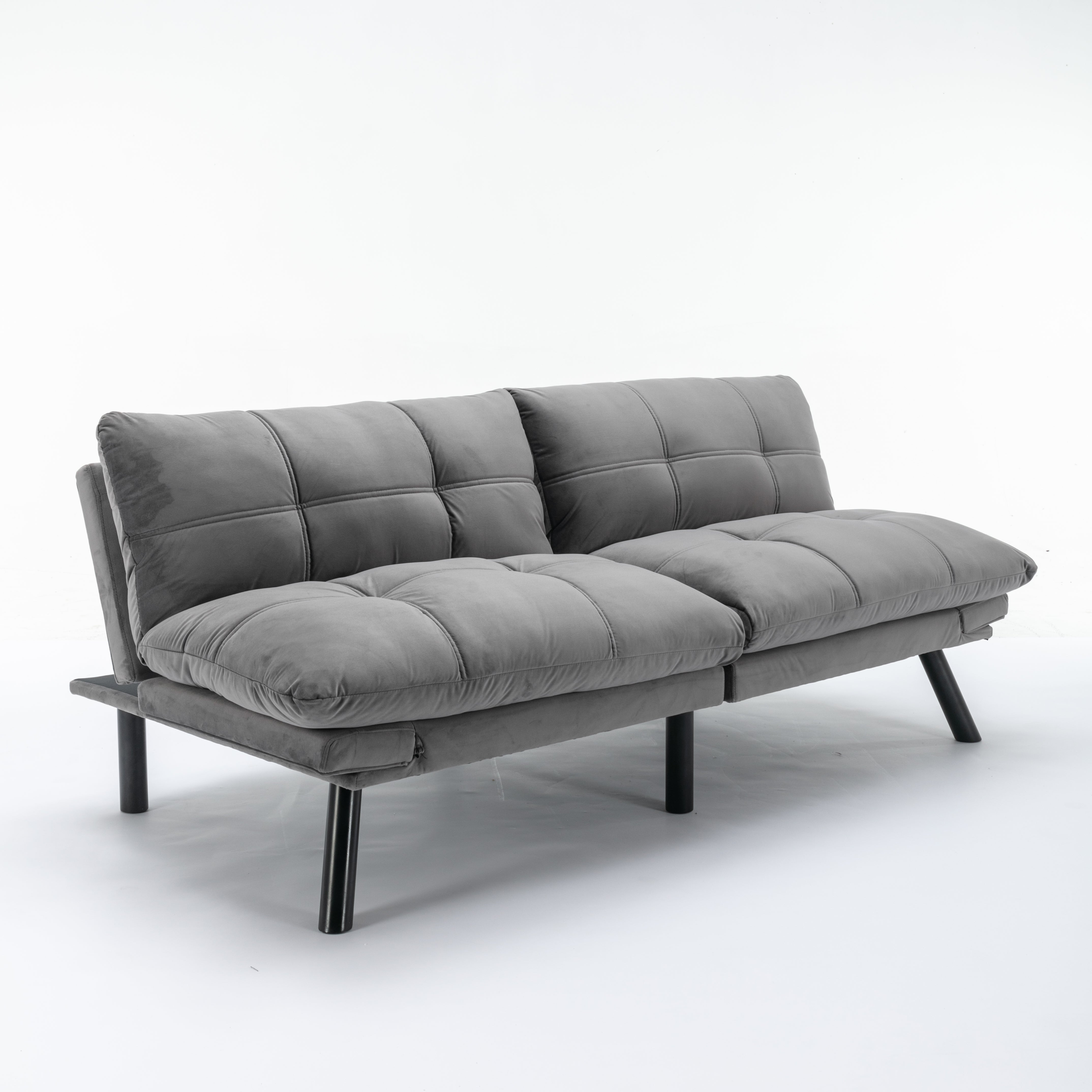 Carmel 70" Upholstered Convertible Futon Sofa Bed with Adjustable Backrest and Armrests