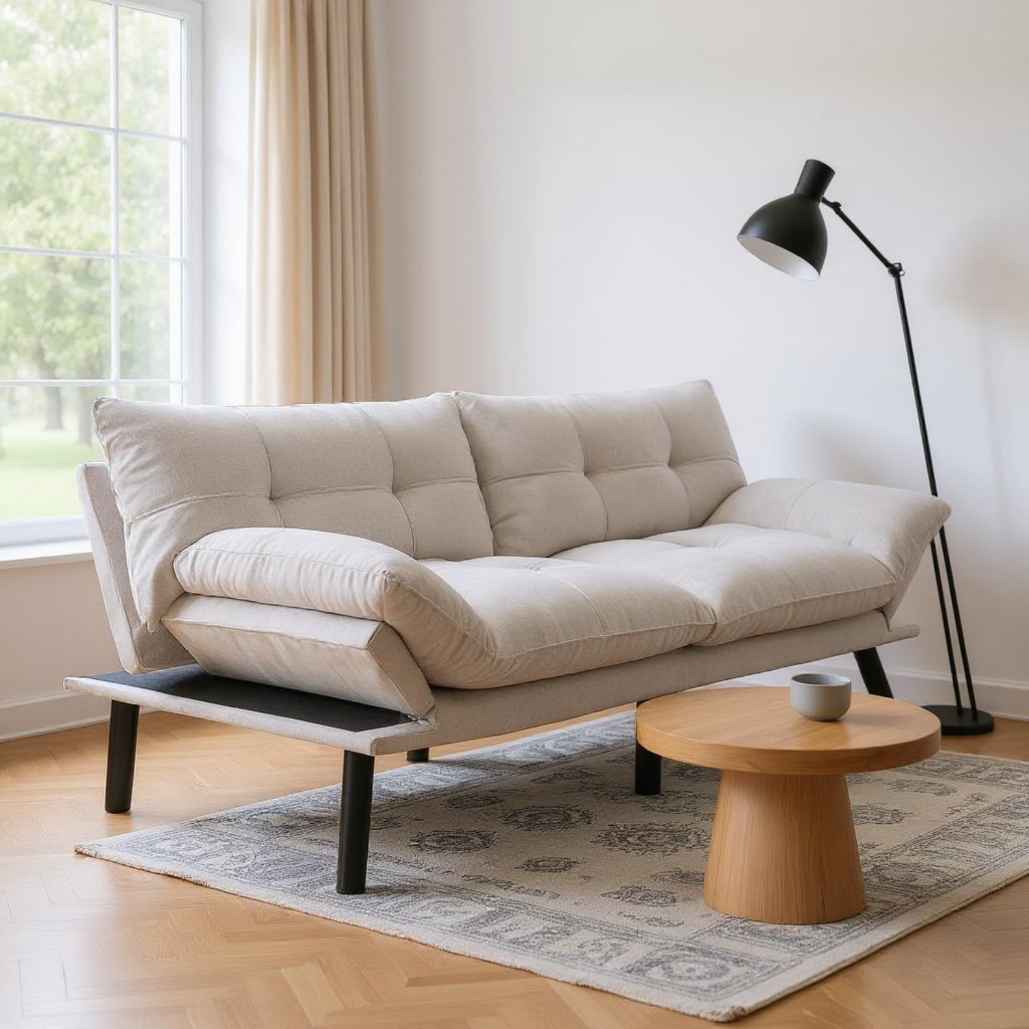 Carmel 70" Upholstered Convertible Futon Sofa Bed with Adjustable Backrest and Armrests
