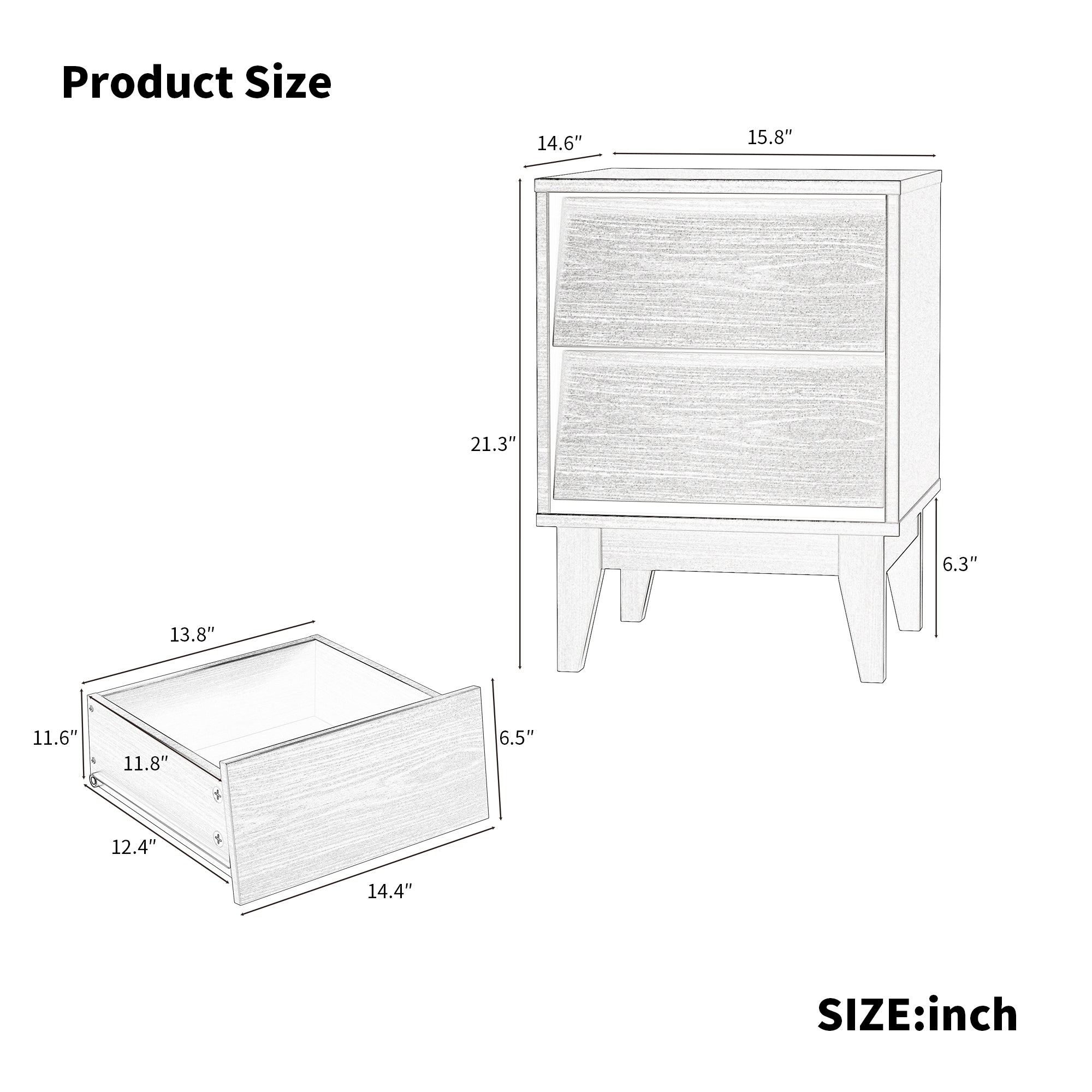 Harlan 2-Drawer Nightstand Set of 2