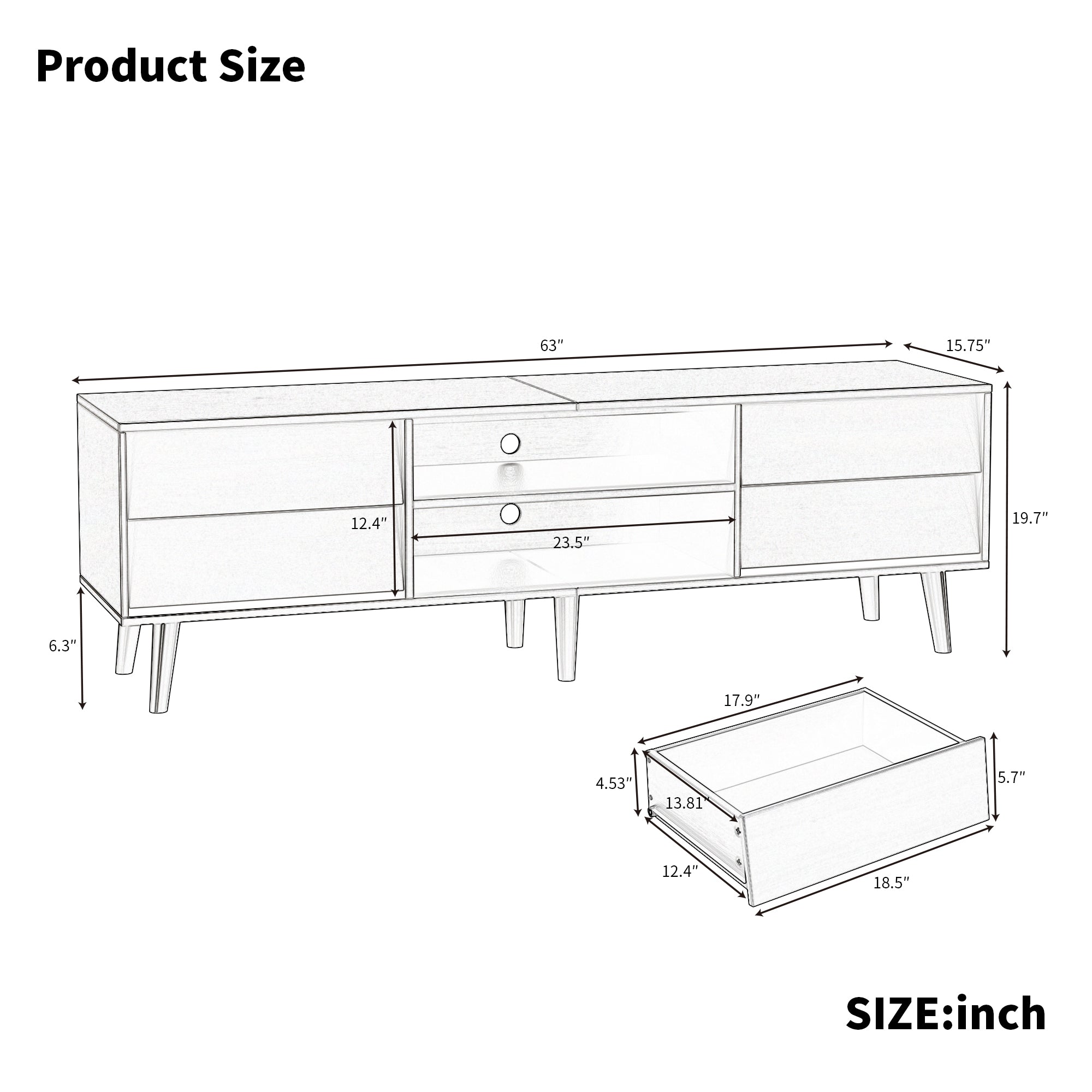 Harlan TV Stand with Open Storage and Drawers