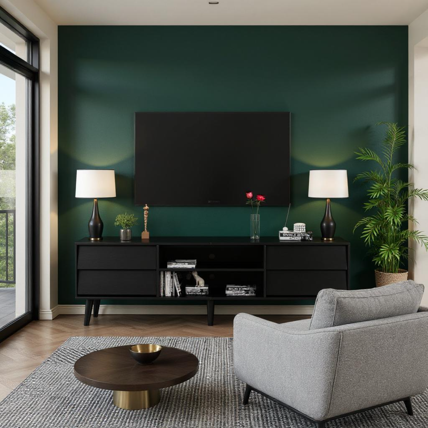 Harlan TV Stand with Open Storage and Drawers