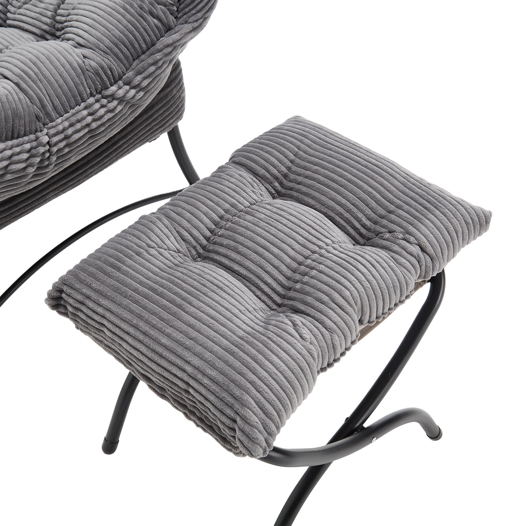 Homy Casa Kallisto 2PC Living Room Furniture Set Modern Lounge Chair with Ottoman and Storage Pocket in Grey Open Box