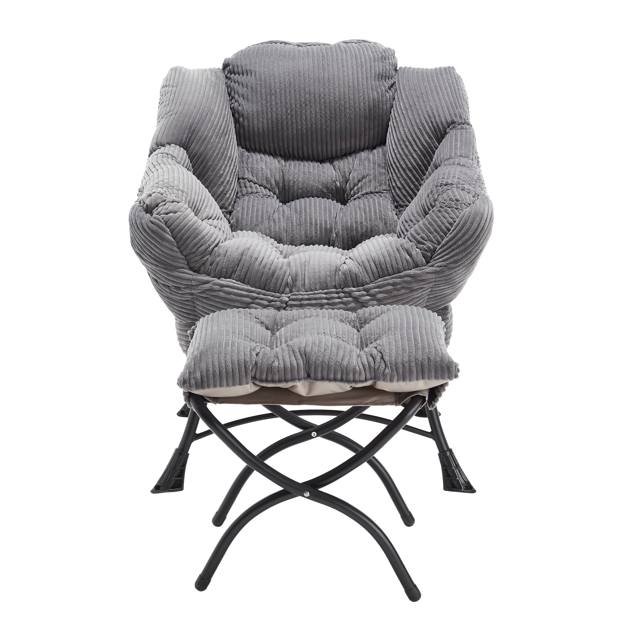 Homy Casa Kallisto 2PC Living Room Furniture Set Modern Lounge Chair with Ottoman and Storage Pocket in Grey Open Box