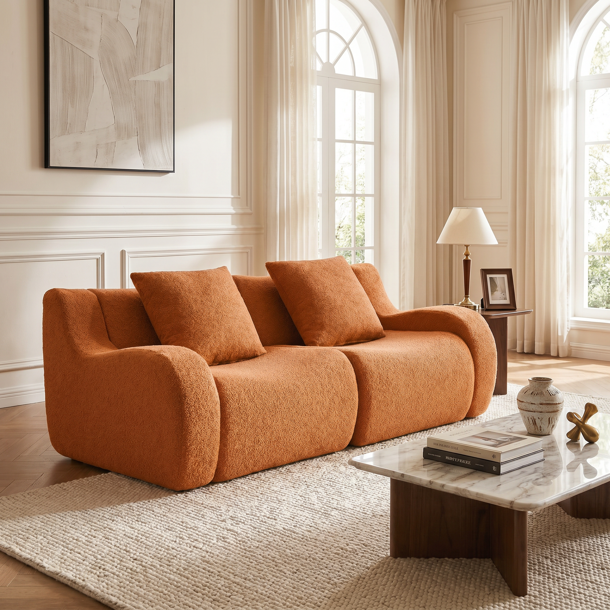 Homy Casa Laurelhurst 82.7" Teddy Fabric Boneless Sofa for Living Room Bedroom and Lounge Space Open Box