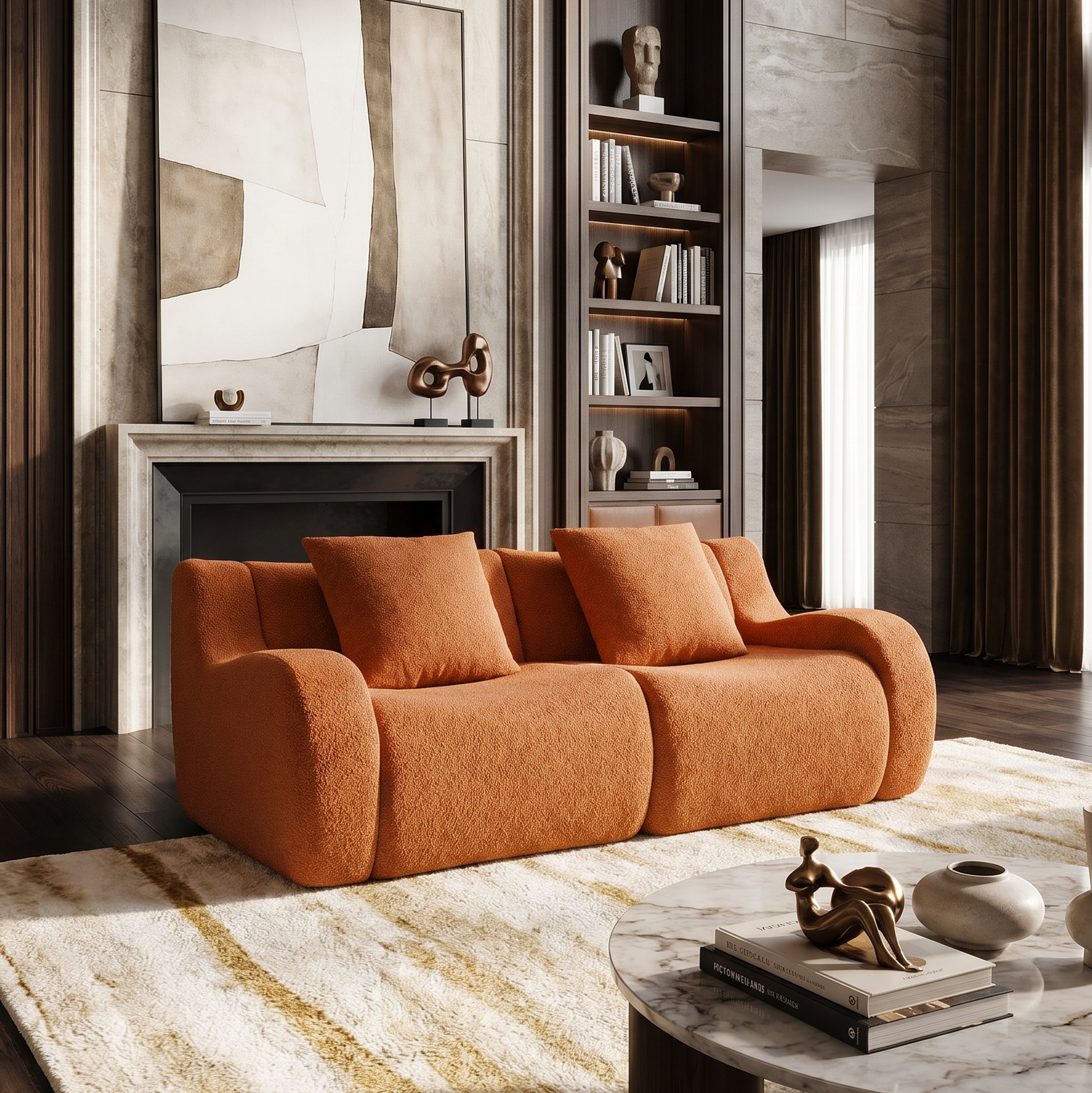 Homy Casa Laurelhurst 82.7" Teddy Fabric Boneless Sofa for Living Room Bedroom and Lounge Space Open Box