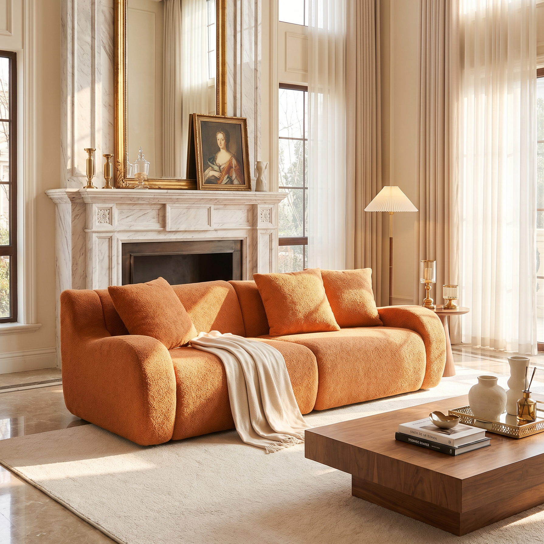 Homy Casa Laurelhurst 82.7" Teddy Fabric Boneless Sofa for Living Room Bedroom and Lounge Space Open Box