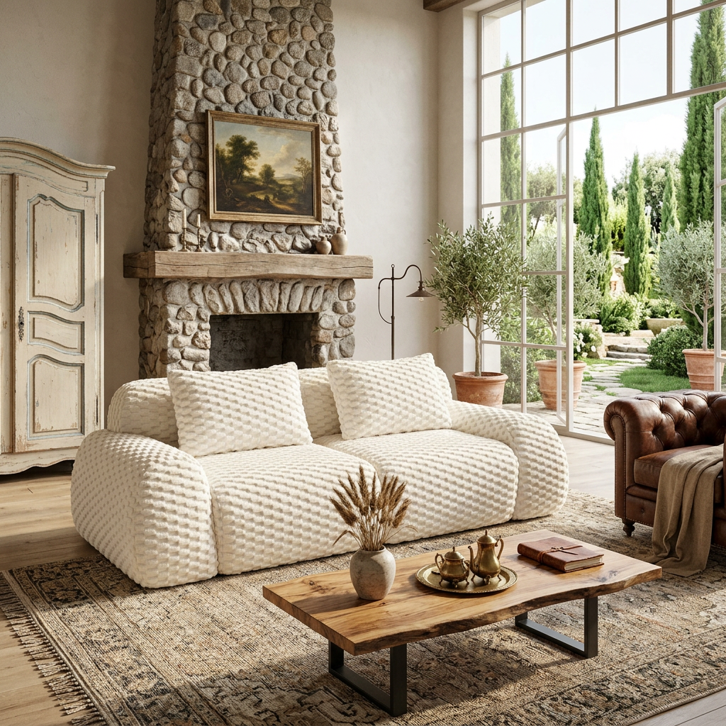 Olathe 82" Flannelette Fabric Modular Loveseat Sofa with Pillows