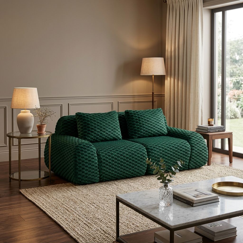 Olathe 82" Flannelette Fabric Modular Loveseat Sofa with Pillows