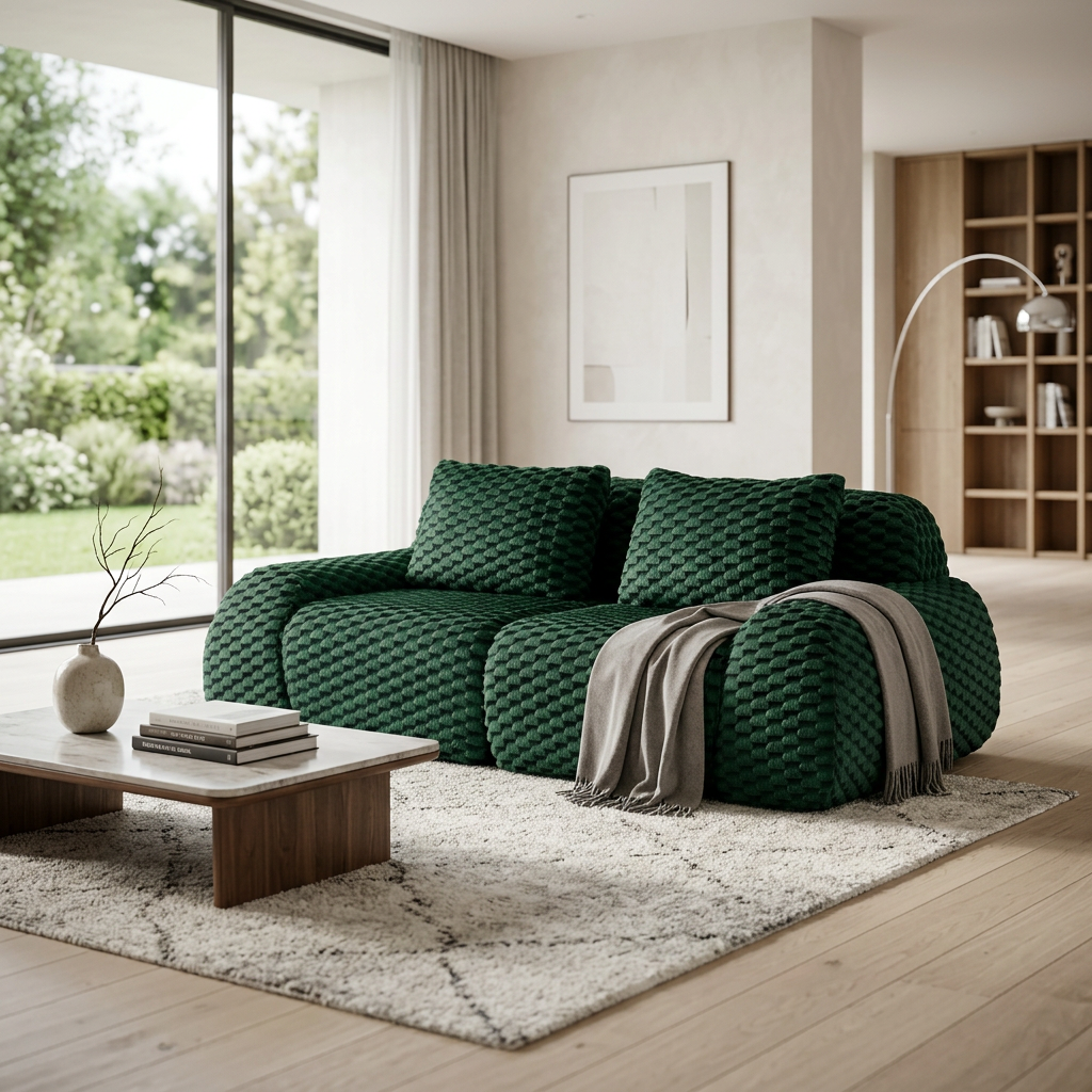 Olathe 82" Flannelette Fabric Modular Loveseat Sofa with Pillows