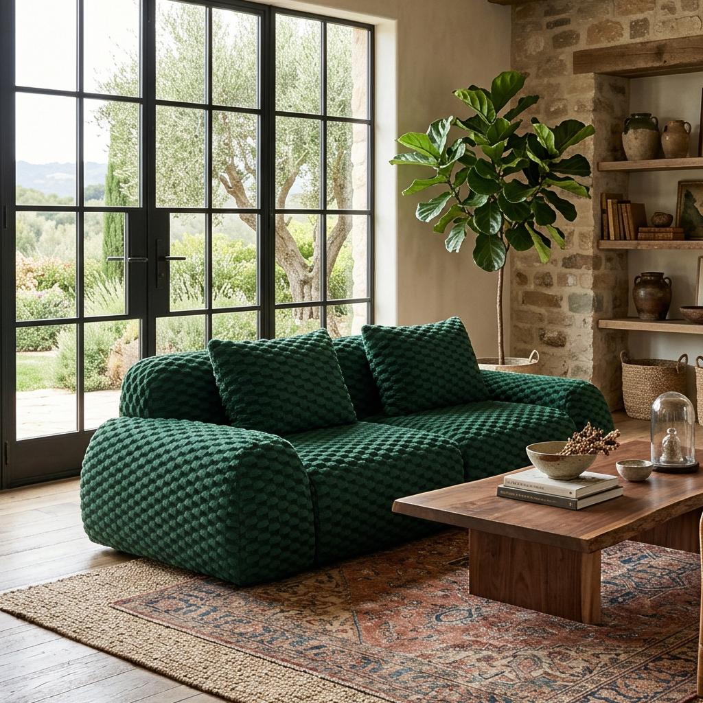 Olathe 82" Flannelette Fabric Modular Loveseat Sofa with Pillows