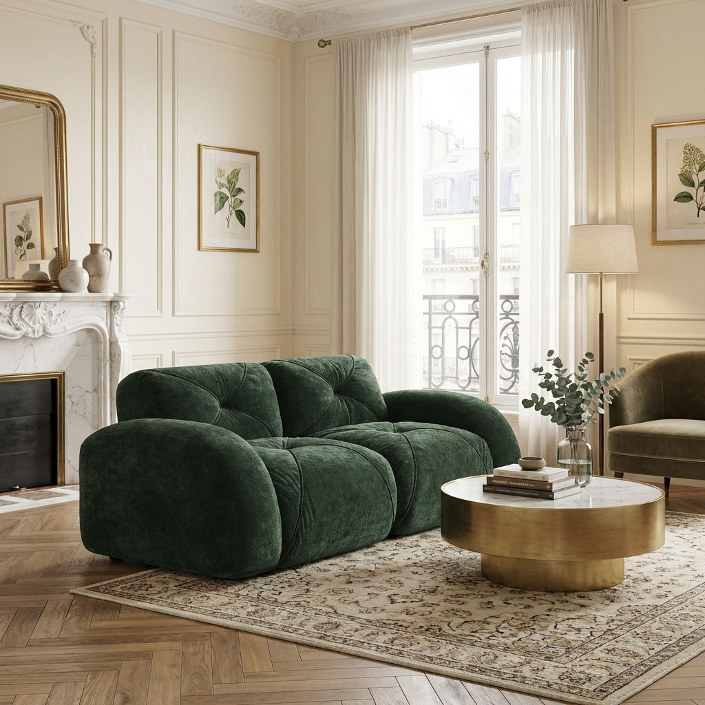 Aven 80" Modular Velvet Cloud Loveseat Sofa with Curved Armrests