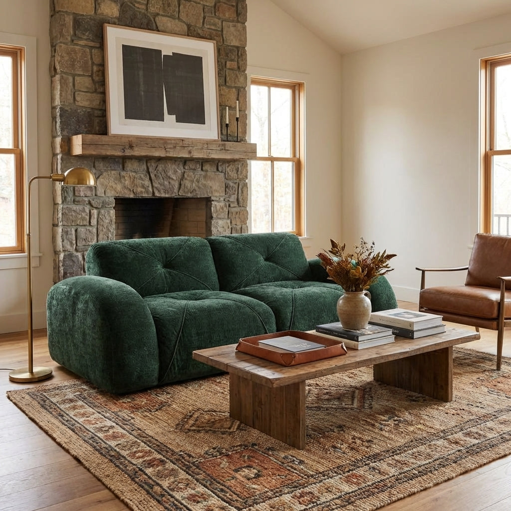 Aven 80" Modular Velvet Cloud Loveseat Sofa with Curved Armrests