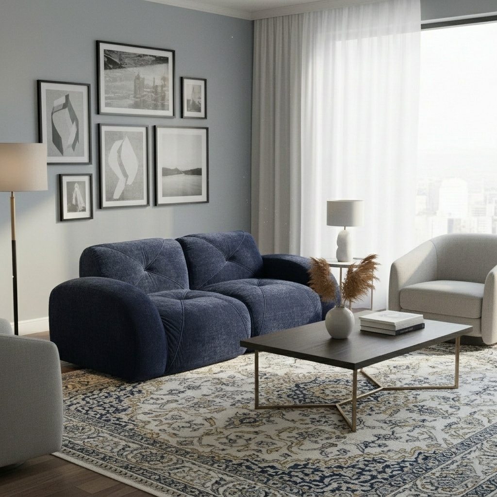 Aven 80" Modular Velvet Cloud Loveseat Sofa with Curved Armrests