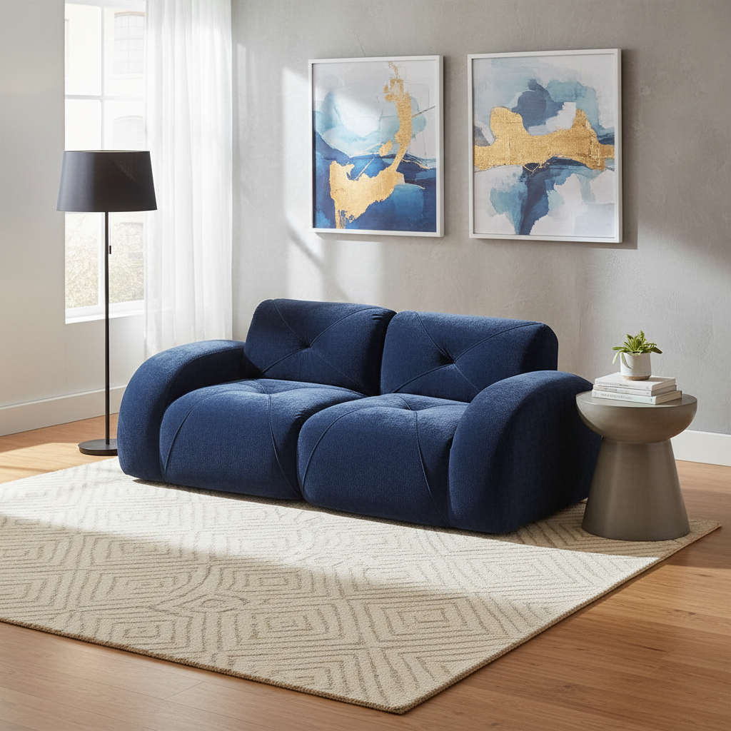 Aven 80" Modular Velvet Cloud Loveseat Sofa with Curved Armrests