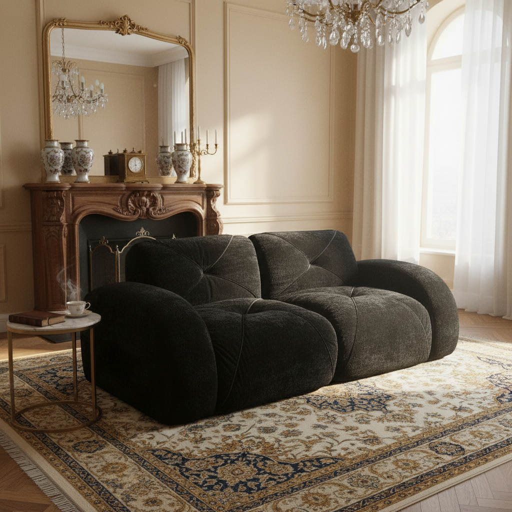 Aven 80" Modular Velvet Cloud Loveseat Sofa with Curved Armrests