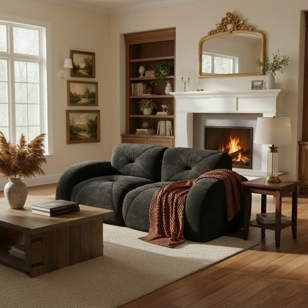 Aven 80" Modular Velvet Cloud Loveseat Sofa with Curved Armrests