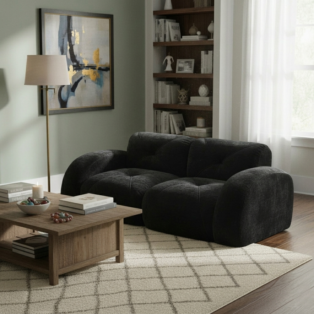Aven 80" Modular Velvet Cloud Loveseat Sofa with Curved Armrests
