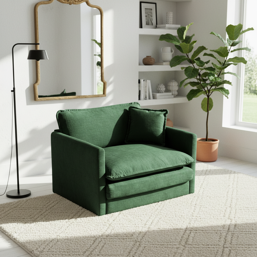 Fremont 41.4" 1 Piece Deep Chenille Armchair with Toss Pillow