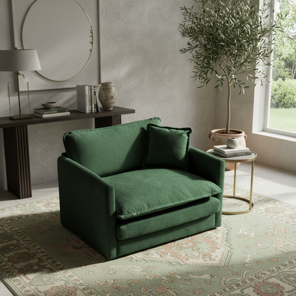 Fremont 41.4" 1 Piece Deep Chenille Armchair with Toss Pillow