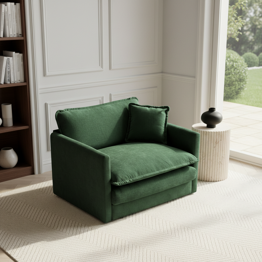 Fremont 41.4" 1 Piece Deep Chenille Armchair with Toss Pillow